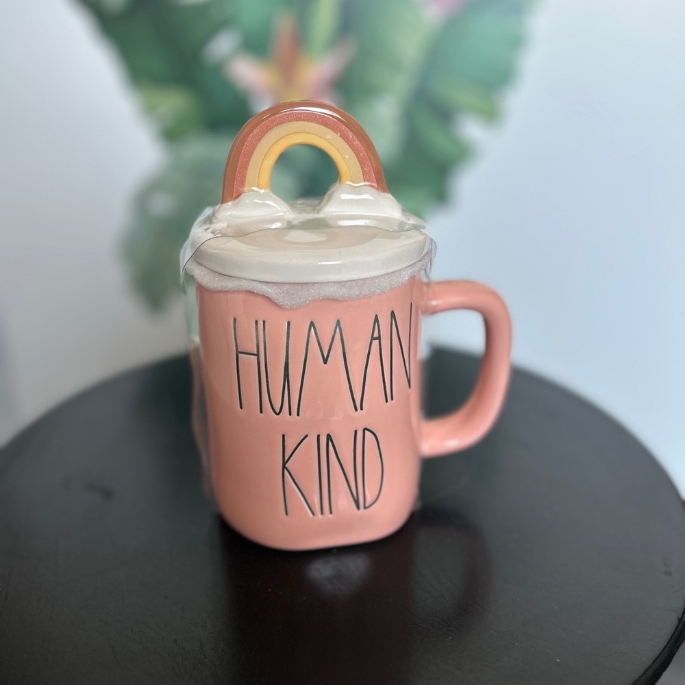 Rae Dunn Pink Mug with Rainbow Handle